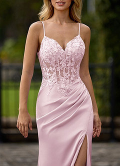 Pizzo Rosa Vestido de columna de jersey con cuentas image3