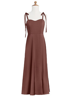 Azazie Rosey Junior A-Linie Herzausschnitt Stretch-Satin Kleid Espresso image7