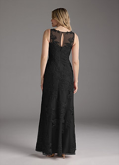 Azazie Whilhelmina vestidos de madre de la novia Vestido de Negro de Gasa de Sirena con Encaje image8