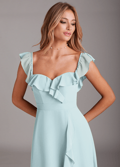 Azazie Lyra Robes de demoiselle d'honneur Robe Trapèze Convertible en Mousseline de soie Brume image10
