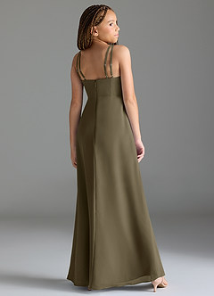 Azazie Leo Junior Willow Green Mermaid Pleated Chiffon Dress image5