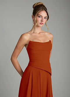 Azazie Gabriela Bridesmaid Dresses Paprika A-Line Corset Chiffon Dress image10