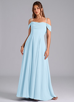 Azazie Almina Venta Final Vestido de Azul Cielo de Gasa de Corte en A Convertible con Vestidos sin tirantes image4