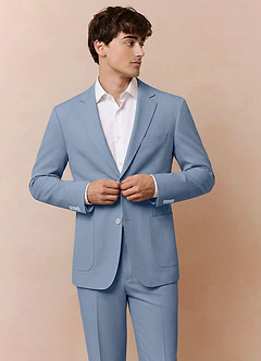 front Owen Dusty Blue Lightweight Tailored Suit Jacket