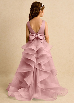 Azazie Lior Flower Girl Dresses Dusty Rose Ball-Gown Pleated Tulle Dress image7
