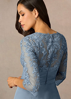 Azazie Poe Mother of the Bride Dresses Dusty Blue Sheath Lace Dress image5