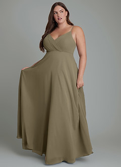 Azazie Amani Brautjungfernkleider A-Linie Plissee Chiffon Kleid Weidengrün image7