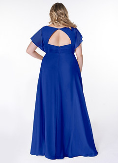 Azazie Rylee Brautjungfernkleider A-Linie Plissee Chiffon Kleid Königsblau image7
