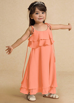 Azazie Temi Flower Girl Dresses Sunset A-Line Spaghetti Strap Chiffon Dress image8