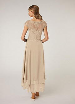 Azazie Shonda At-home Try On Dresses Champagne Lace Chiffon Dress image2