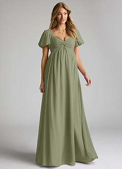 Azazie Madisynn Maternity Bridesmaid Dresses Bow Chiffon Floor-Length Dress image1
