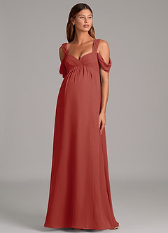 Azazie Rhea Maternity Bridesmaid Dresses A-Line Pleated Chiffon Floor-Length Dress image5