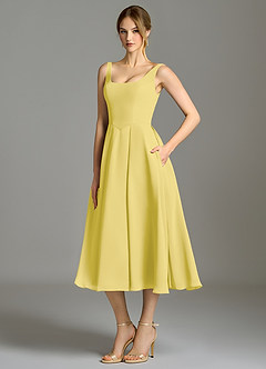Azazie Amalie Bridesmaid Dresses Canary A-Line Pleated Chiffon Dress image1