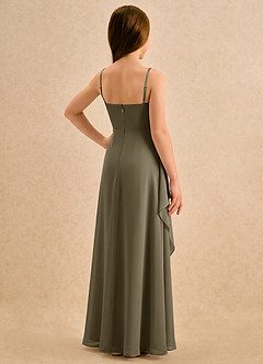 Azazie Cannoli Girls Formal Abiti da Ragazza di Fiori Abito A-Line in Chiffon Plissettato Willow Green image2