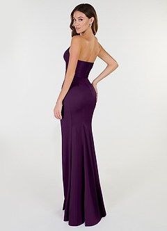Azazie Yola Bridesmaid Dresses Grape Sheath V-Neck Pleated Stretch Satin Convertible Dress image5