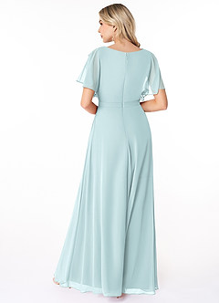 Azazie Aaliyah vestidos de dama de honor modestos Vestido de Corte En A Plisado Scoop Hasta el suelo Gasa image2