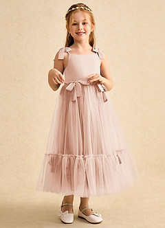 Azazie Jaci Flower Girl Dresses English Rose A-Line Spaghetti Strap Chiffon Dress image3