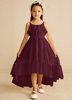 Azazie Karmen Abiti da Ragazza di Fiori Abito A-Line in Chiffon Increspato Cabernet image1
