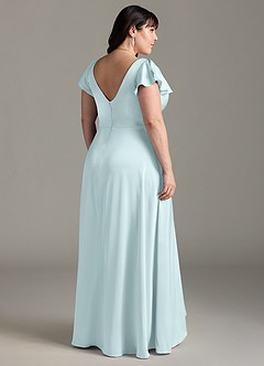 Azazie Omari Robes de demoiselle d'honneur Robe Trapèze en Satin extensible Verre De Mer image8