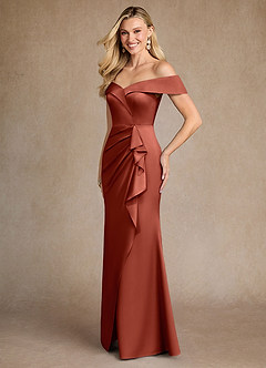 Azazie Laredo vestidos de madre de la novia Vestido de Terracota de Satén Elástico de Sirena con Vestidos sin tirantes image2