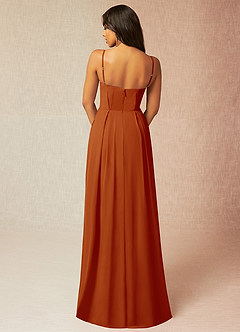 Azazie Kyedae Bridesmaid Dresses Paprika A-Line V-Neck Pleated Chiffon Dress image2