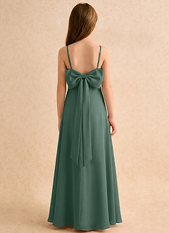 Azazie Jaella Girls Formal Abiti da Ragazza di Fiori Abito A-Line in Chiffon Plissettato Muschio Marino image1