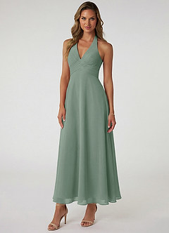 Azazie Tessie Suknie dla druhen Linia A Pofałdowany Szyfon Długość kostki Sukienka image1