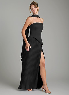 Azazie Tierney Bridesmaid Dresses Black A-Line Strapless Chiffon Convertible Dress image9
