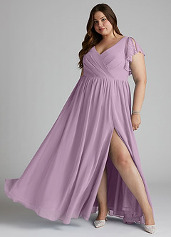 Azazie Zella Bridesmaid Dresses Wisteria A-Line Lace Chiffon Dress image7