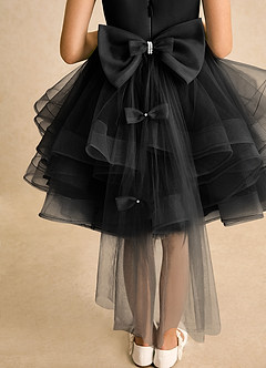 Azazie Tinie Blumenmädchenkleider Ballkleid Schleifen Tüll Kleid Schwarz image7