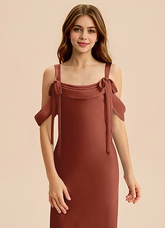 Azazie Bellalina Junior Auburn Mermaid Pleated Stretch Satin Dress image6