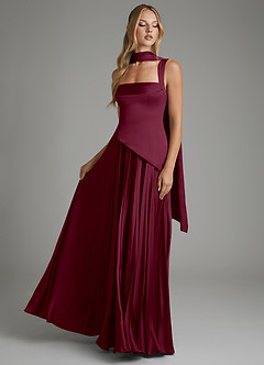 Azazie Stephanie Robes de demoiselle d'honneur Robe Trapèze en Satin extensible Corset Mûre image6