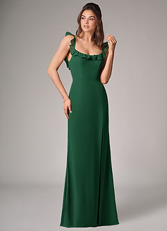 Azazie Callie Robes de demoiselle d'honneur Robe Sirène Convertible en Mousseline de soie Fente Latérale Vert Foncé image3