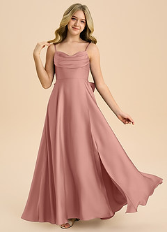 Azazie Bear Junior Rosette A-Line Sweetheart Neckline Stretch Satin Dress image1