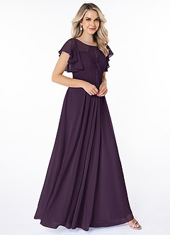 Azazie Lily Modest Bridesmaid Dresses Empire Pleated Chiffon Floor-Length Dress image2
