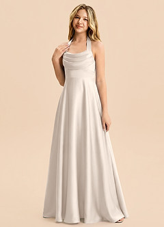 Azazie Kady Junior White Alabaster A-Line Sweetheart Neckline Stretch Satin Dress image5
