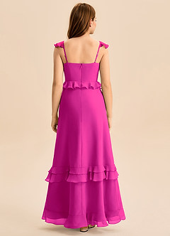 Azazie Tavie Junior Vestido de Fucsia de Gasa de Corte en A con Volante image2