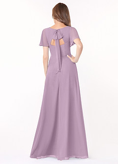 Azazie Kimber Bridesmaid Dresses Wisteria A-Line Flounce Sleeve Chiffon Dress image2