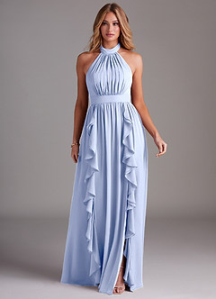 Azazie Avary Bridesmaid Dresses Ice A-Line Pleated Chiffon Dress image3