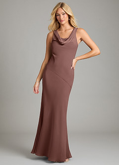 Azazie Rylina Bridesmaid Dresses Espresso Mermaid Pleated Chiffon Dress image1