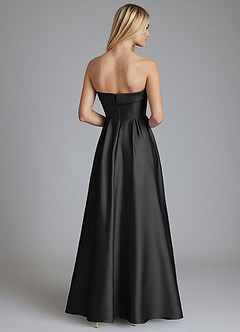 Azazie Lucienne Bridesmaid Dresses Black A-Line Strapless Stretch Satin Convertible Dress image2