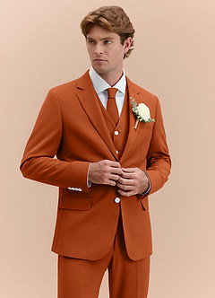 front James Burnt Orange Structured Stretch 3-piece suit