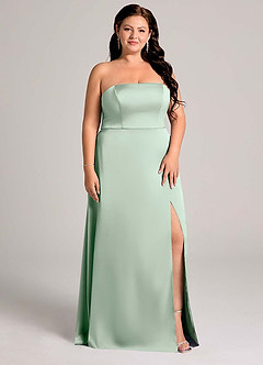 Azazie Wren Bridesmaid Dresses Agave A-Line Strapless Stretch Satin Convertible Dress image11