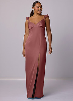 Barbie ♥ Azazie Final Sale Amethyst Sheath Stretch Satin Dress image8