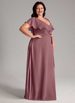 Azazie Lainey Bridesmaid Dresses Amethyst A-Line with Pockets Chiffon Dress image12