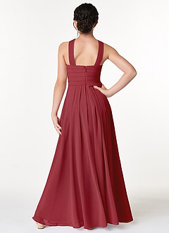 Azazie Kaleigh Junior Pomegranate A-Line Pleated Chiffon Dress image2