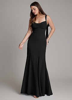 Azazie Carlotta Bridesmaid Dresses Black Mermaid Sweetheart Neckline Chiffon Dress image5