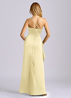 Azazie Sarai Suknie dla druhen Osłona Gorset Satyna elastyczna Do ziemi Sukienka image5