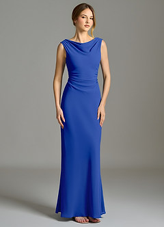 Azazie Kieryn Bridesmaid Dresses Royal Blue Mermaid Pleated Chiffon Dress image5