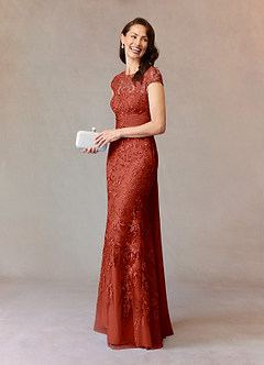 Azazie Jamila Mother of the Bride Dresses Rust Mermaid Lace Dress image1